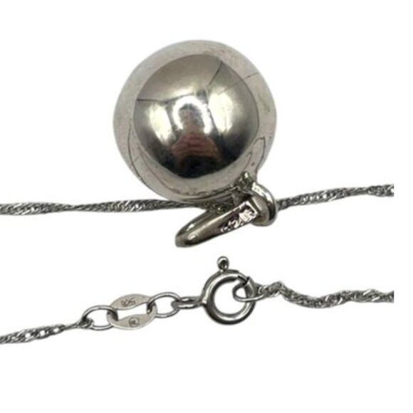 Mexican Sterling Silver Harmony Ball Necklace Jingle Bell Chime Pendant - Picture 3 of 4
